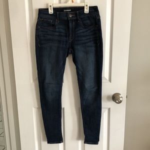 Express mid-rise skinny jeans dark wash 4S